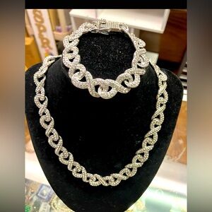 Silver necklace and matching bracelet brand new never worn